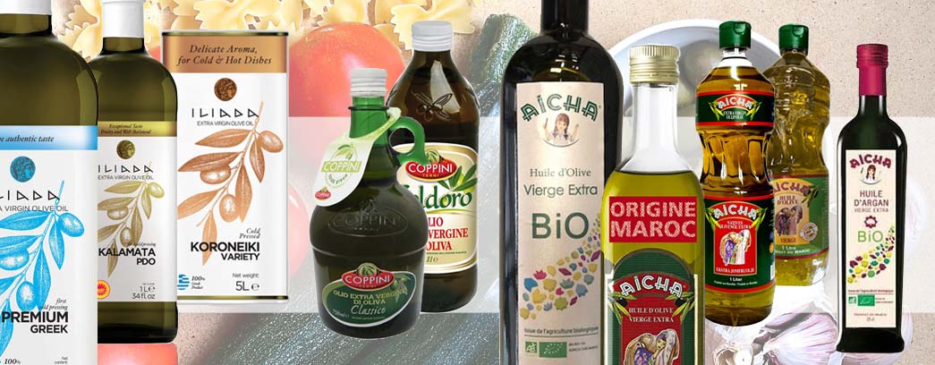 Huiles d'Olive vierge extra et bio importées: Grèce, Maroc, Italie