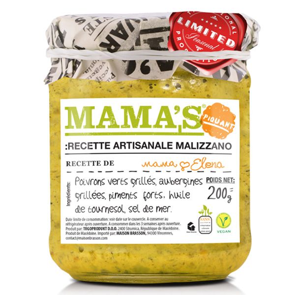 Malizzano Piquant MAMA'S (Poivrons Verts),21cl. Recette casher - Régime VEGAN ou végétarien / végétalien
