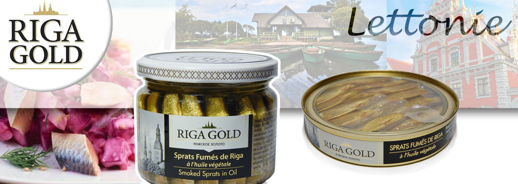 RIGA GOLD: grossiste alimentaire, conserves de sprats fumés des pays baltes, Lettonie. Vente aux professionnels